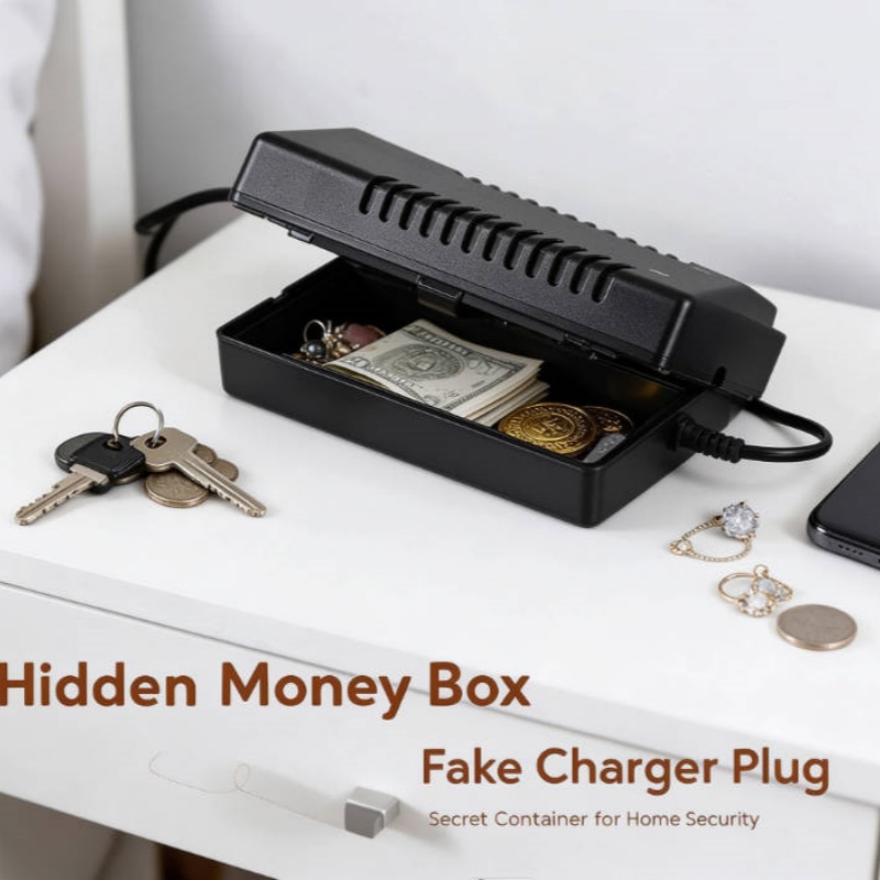 Home Security Box - กล่องเงินซ่อน ปลั๊กชาร์จปลอม ตู้เซฟซ่อนของในบ้าน ภาชนะลับสำหรับเก็บของมีค่า เหรียญ เงินสด