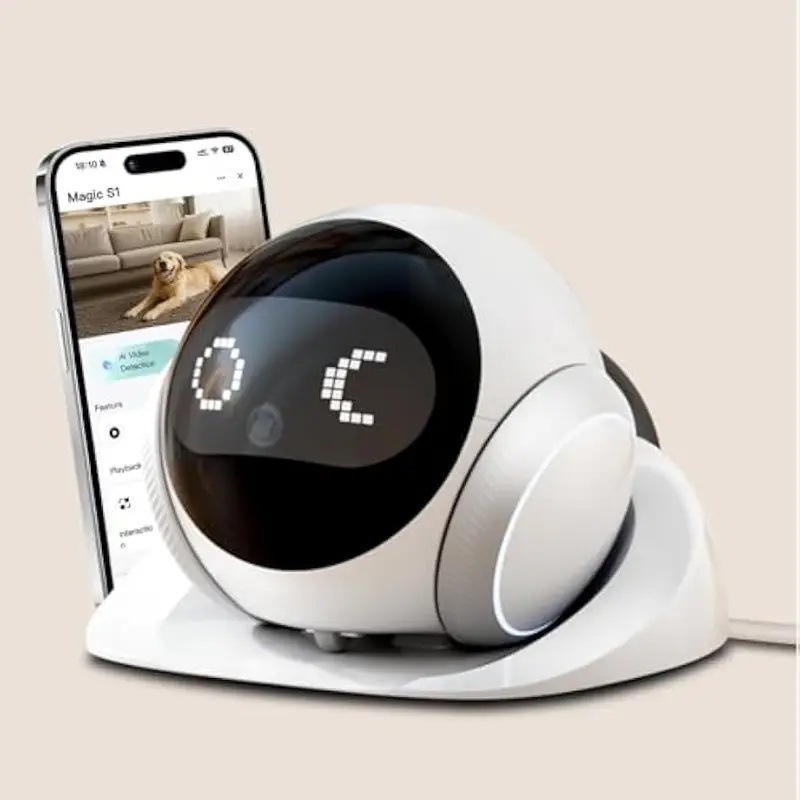 Home Security Robot - กล้องหุ่นยนต์สัตว์เลี้ยงในร่มแบบเคลื่อนย้ายได้ พร้อมแท่นชาร์จอัตโนมัติ ควบคุมผ่านแอปอัจฉริยะ ระบบเสียงสองทางและมองเห็นในที่มืดด้วยอินฟราเรด สำหรับการเฝ้าระวังบ้านเคลื่อนที่