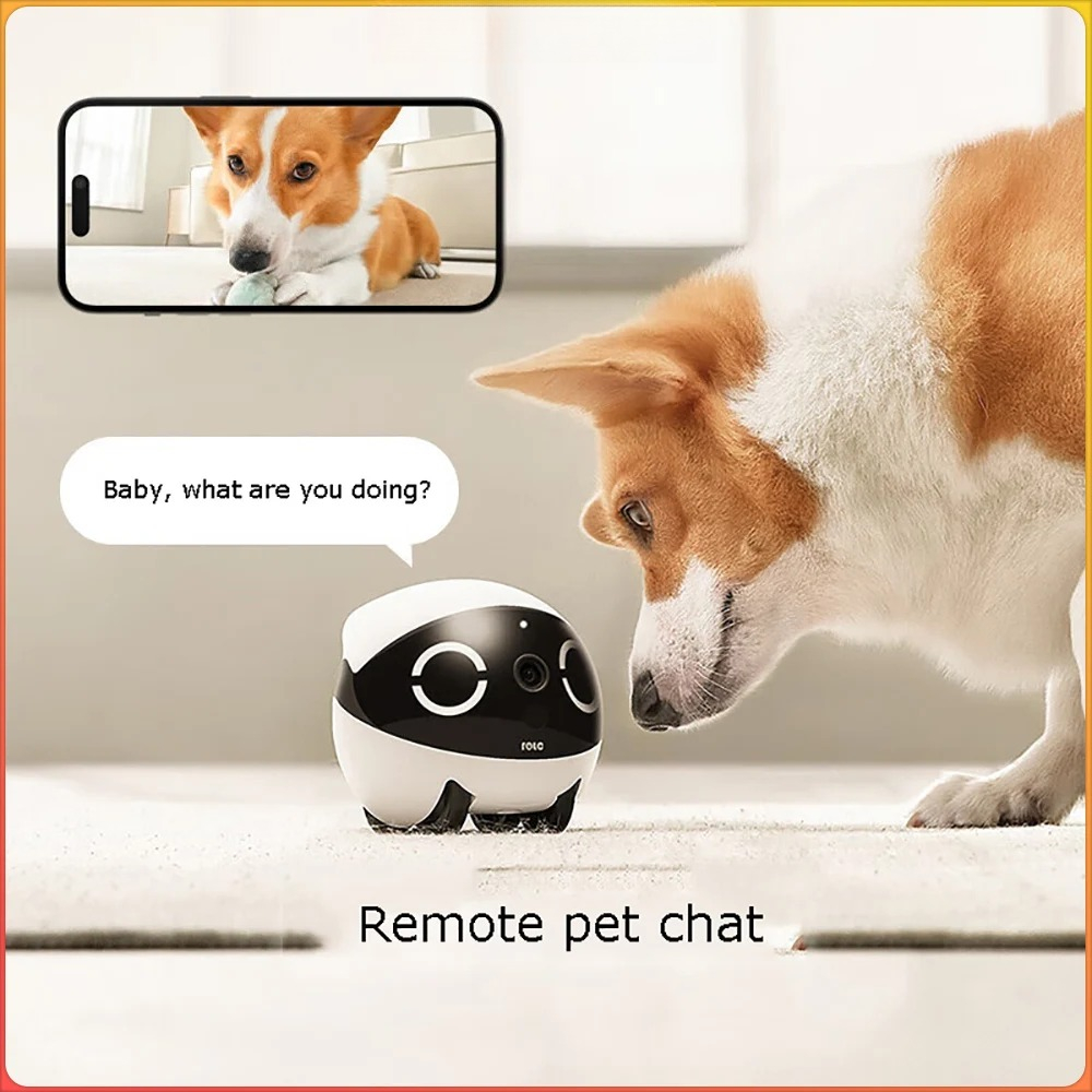Home Security Robot - หุ่นยนต์สัตว์เลี้ยงขนาดเล็ก ดีไซน์ทรงกระบอก ควบคุมแบบเรียลไทม์ พร้อมกล้องมองกลางคืน 2K เพื่อความปลอดภัยในบ้าน